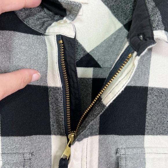 J. Crew Buffalo Plaid Flannel 1/2 Zip Shirt Jacket Black & Ivory Size M - Picture 9 of 12